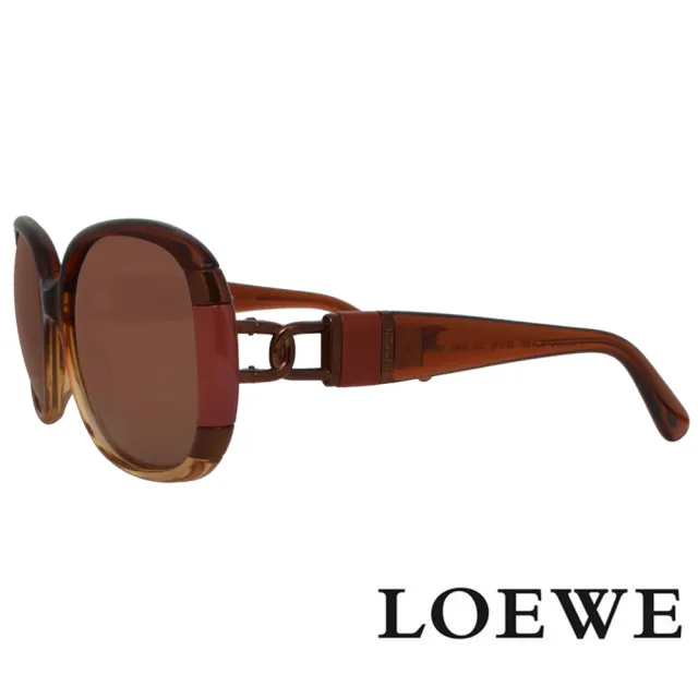 【LOEWE 羅威】經典金屬大框款太陽眼鏡(透明咖啡/古銅金 SLW807-0D92)