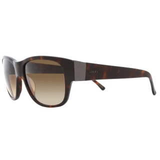 【LOEWE 羅威】經典品牌壓紋款方框太陽眼鏡(琥珀 SLW693-09XK)