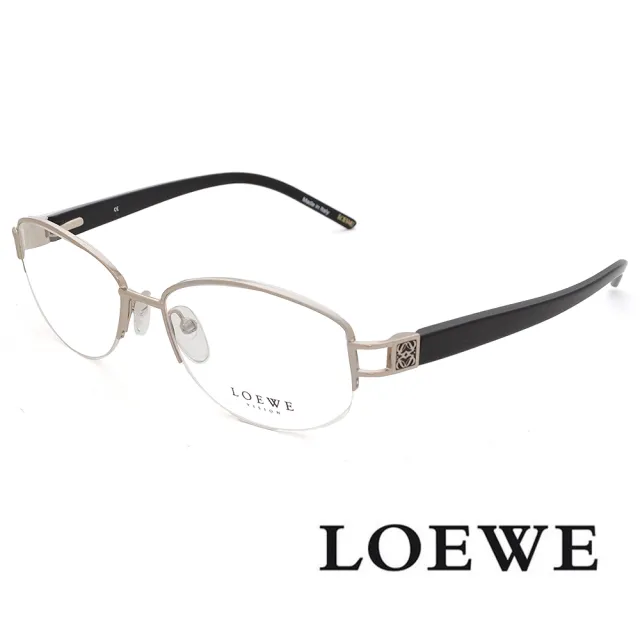 【LOEWE 羅威】西班牙精湛工藝微圓框 光學眼鏡(銀 VLW262-579)