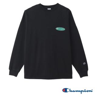 【Champion】官方直營-CASUAL布貼圓領上衣-男(黑色)