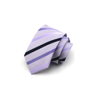 【拉福】領帶淡紫斜8cm寬版手打領帶紳配件(紫)