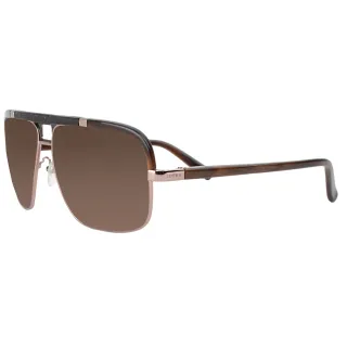 【LOEWE 羅威】西班牙皇室品牌皮革細節方框太陽眼鏡(琥珀/金 SLW404V-08NS)