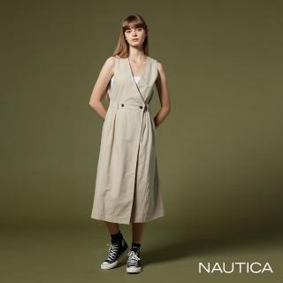 【NAUTICA】女裝 交叉V領無袖洋裝(卡其)