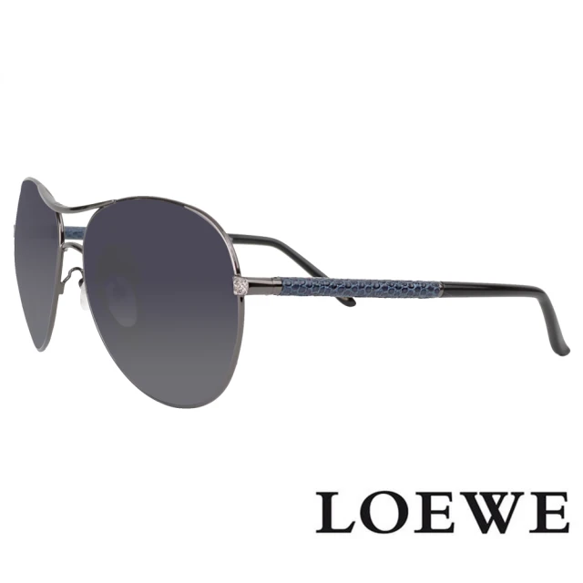 LOEWE 羅威LOEWE 羅威 精緻皮革鏡腳設計款太陽眼鏡(深藍/黑 SLW380-0568)