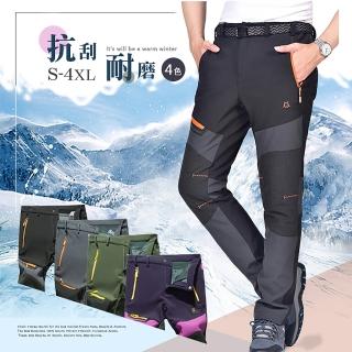 【Billgo】*現貨*秋冬拼色加絨加厚 機能耐磨登山衝鋒褲-5色 M-4XL碼(保暖、防水、情侶款)