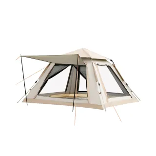 【酷博士】雲霧灰四面全自動秒開帳篷 3-4人(露營帳 公園帳)