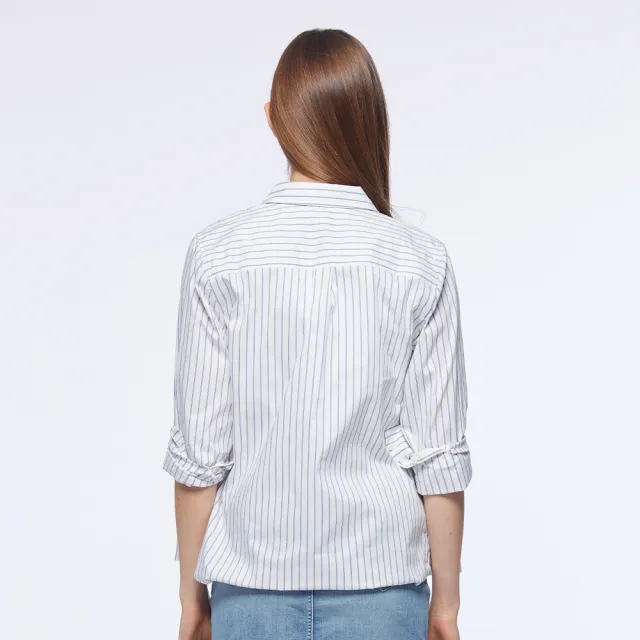 【NAUTICA】女裝 豎條紋簡約襯衫(白)