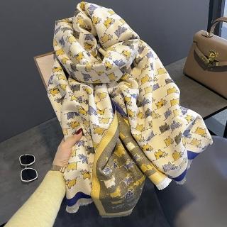 【Amirr 艾米爾】★高階感秋冬仿羊絨保暖加厚百搭長披肩圍巾-牛牛(長圍巾/女圍巾/保暖)