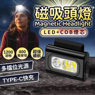 【享屋】磁吸頭燈(衣夾燈 強光頭燈 COB工作燈 行車燈 自行車燈 野營燈 LED燈)