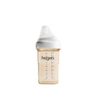 【hegen 總代理】金色奇蹟PPSU多功能方圓型寬口奶瓶 240ml(象牙白)