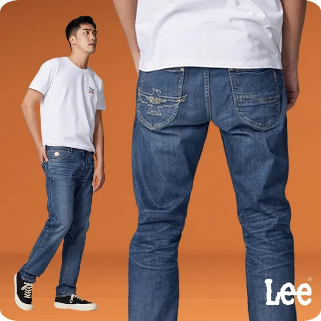 【Lee】男裝 牛仔褲 / 涼感 741 中腰舒適小直筒 深藍洗水 / 101+/Lites 輕磅 系列(LB317023964)
