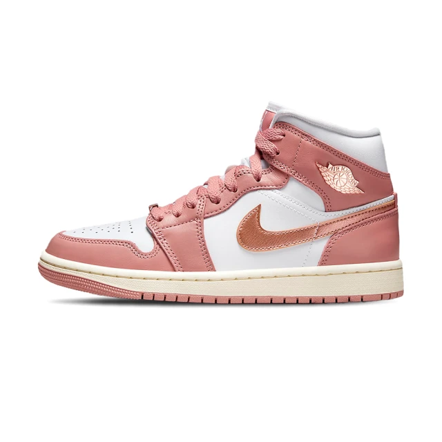 NIKE 耐吉 Jordan 1 Mid SE 女鞋 白粉色 金屬 AJ1 喬丹 中筒 運動 休閒 休閒鞋 FB9892-670