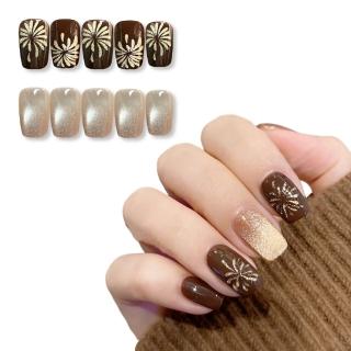 【Paula’s Nail 寶拉美甲】鏡面貓眼系列 - 閃金煙火短方(穿戴甲 指甲貼 凝膠指甲 美甲貼 指甲貼片)