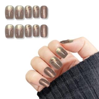【Paula’s Nail 寶拉美甲】鏡面貓眼系列 - 夢中竹影短方(穿戴甲 指甲貼 凝膠指甲 美甲貼 指甲貼片)