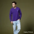 【NAUTICA】男裝 鯊魚圖騰刺繡V領長袖T恤(紫)