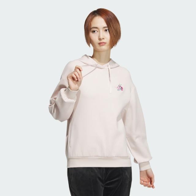 【adidas 愛迪達】上衣 女款 長袖上衣 帽T 運動 亞規 新年 W DRGN YR HDY 粉 JE6102