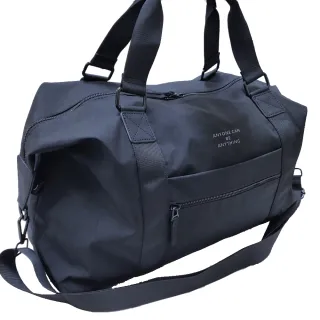 【Misstery】旅行袋休閒旅遊斜背/手提旅行袋-黑(防潑水面料)
