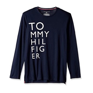 【Tommy Hilfiger】Tommy Hilfiger 純棉平紋針織圓領長袖上衣(薄長袖T恤)