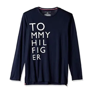 【Tommy Hilfiger】Tommy Hilfiger 純棉平紋針織圓領長袖上衣(薄長袖T恤)