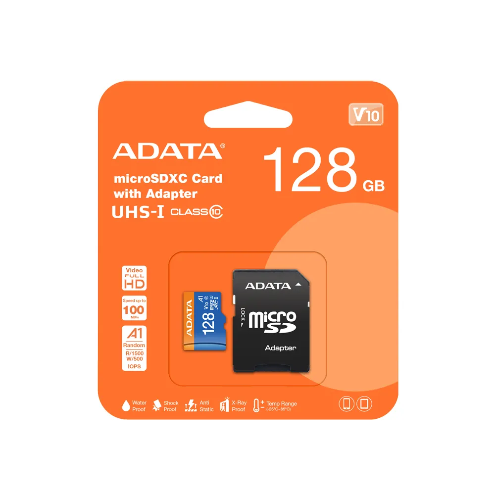 【ADATA 威剛】microSDXC UHS-I C10/U1/V10/A1 128G 記憶卡(全新改款 附轉卡)