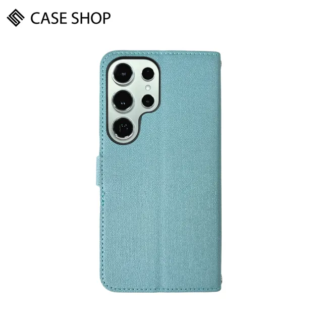 【CASE SHOP】Samsung S24 Ultra 前收納皮套背帶組-藍(內附背帶掛繩、解放你的雙手)