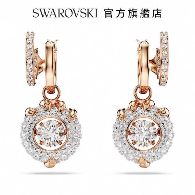 【SWAROVSKI 官方直營】Dragon & Phoenix 水滴形耳環 龍爪 白色 鍍玫瑰金色調(新年禮物)