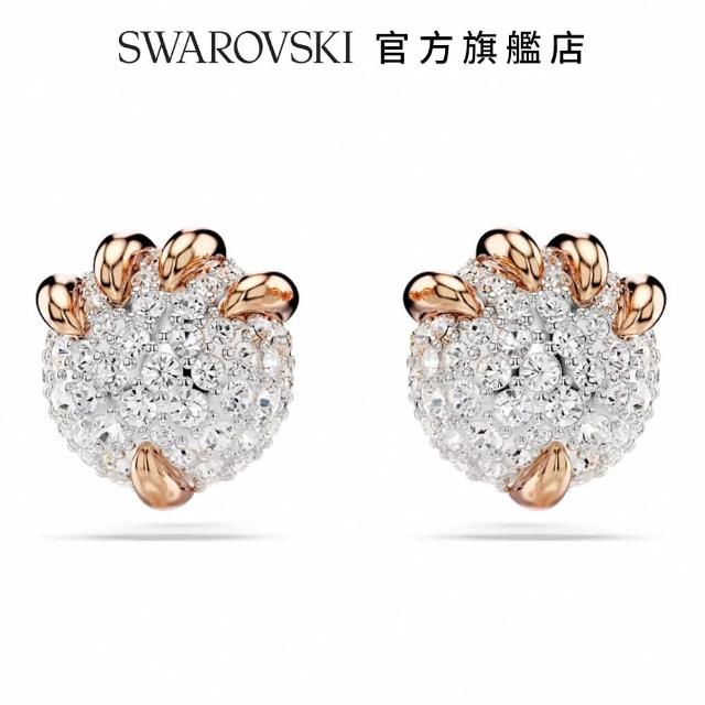 【SWAROVSKI 官方直營】Dragon & Phoenix 耳釘 龍爪 白色 鍍玫瑰金色調(新年禮物)