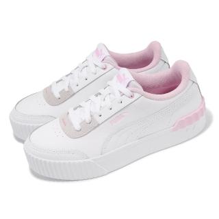 【PUMA】休閒鞋 Carina Lift 女鞋 白 粉 皮革 厚底 增高 小白鞋(373031-10)