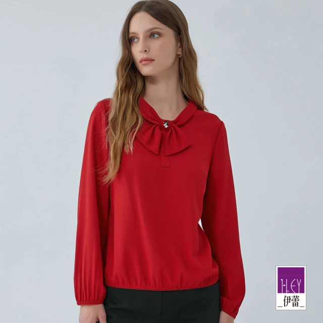 ILEY 伊蕾 交錯縷空燙鑽羊毛針織上衣(深咖；M-L；12