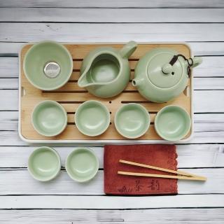 【Life shop】汝窯旅行茶具套組/附收納盒(茶具 旅行泡茶 泡茶茶杯 交換禮物 茶器套裝組)