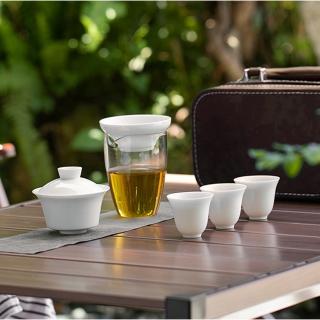 【Life shop】如意花神杯旅行茶具組/附旅行收納盒(泡茶組 交換禮物 茶具 旅行茶具 隨身泡茶組 簡易泡茶)