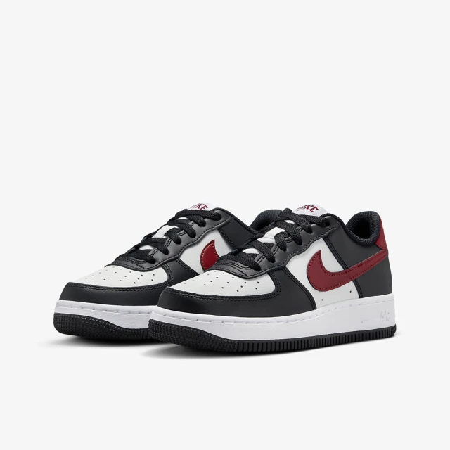 NIKE 耐吉NIKE 耐吉 休閒鞋 女鞋 大童 運動鞋 皮革 AIR FORCE 1 GS 黑紅 FZ4351-001