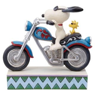 【Enesco】精品家飾 SNOOPY 史努比和胡士托騎機車兜風居家擺飾