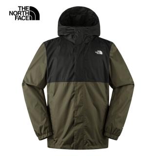 【The North Face 官方旗艦】北面男款黑綠拼接DryVent防水透氣連帽衝鋒衣｜8AUNBQW(外套)