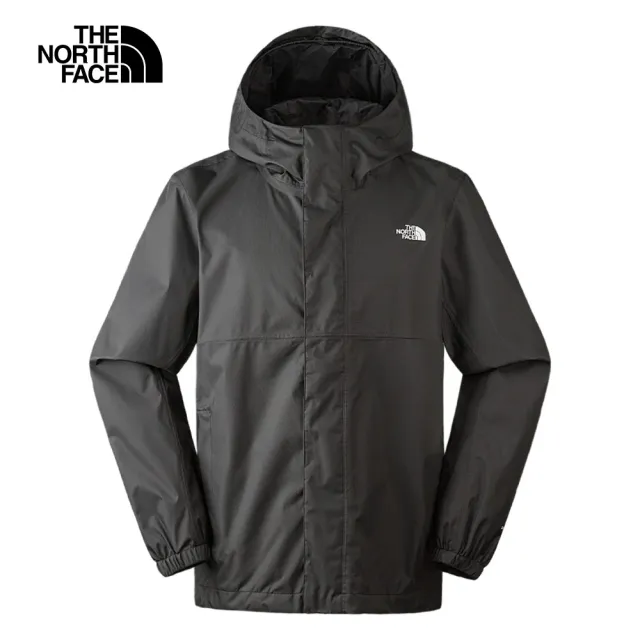 【The North Face 官方旗艦】北面男款深灰色防水透氣連帽衝鋒衣｜8AUN0C5