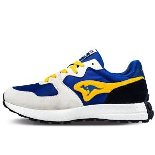 【KangaROOS】美國袋鼠鞋 男 AUSSIE EVO 復古運動跑鞋 藍黃(KM11981)