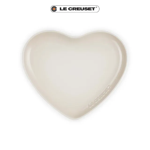 【Le Creuset】瓷器花蕾系列心型盤 23cm(櫻桃紅/貝殼粉/海洋之花-無盒/蛋白霜-無盒 4色選1)
