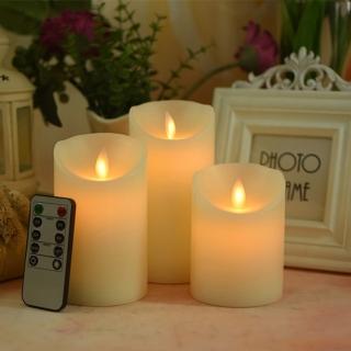 【LIFE SHOP 生活購物】浪漫LED蠟燭三件組 / 附遙控器 燭芯模擬搖擺(氣氛營造 會場佈置 浪漫造景 室內佈置)