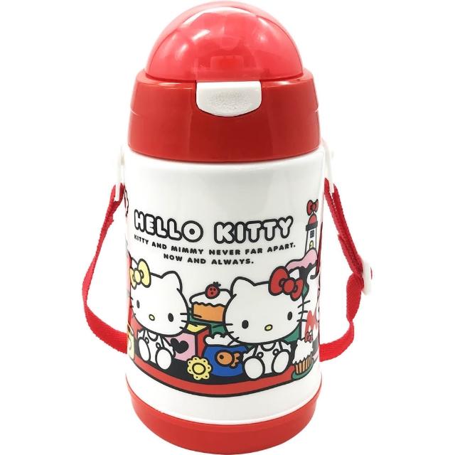 【SANRIO 三麗鷗】Hello Kitty不鏽鋼吸管水壺350ml-2件組(台灣正版授權)