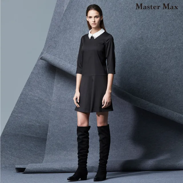 【Master Max】天絲棉領子鑽素面連身洋裝(8721008)