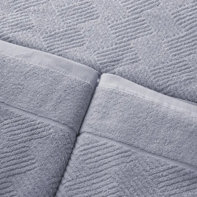 【OKPOLO】台灣製造厚磅希爾頓紋大浴巾-灰淺蓮3條入(厚實柔軟 遇水瞬吸)