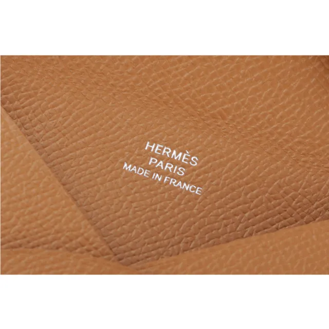 【Hermes 愛馬仕】Calvi Epsom皮釦式名片/卡片夾(金棕色)