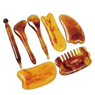 【WARM DAY LIFE】2入組 刮痧按摩板 琥珀天然樹酯 刮痧板 刮痧棒 撥筋棒 刮痧板(刮痧舒筋棒 按摩 刮痧)