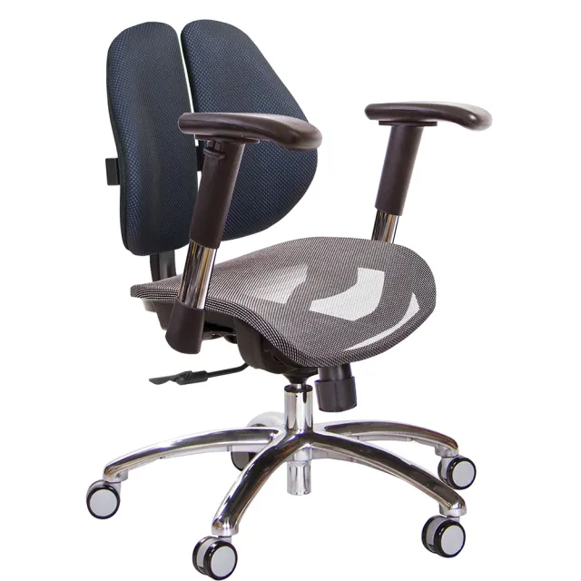【GXG 吉加吉】低雙背網座 鋁腳/2D滑面金屬扶手 電腦椅(TW-2803 LU6)