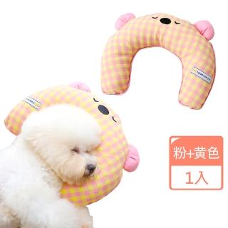 【陪伴毛孩】ins格子刺繡狗寵物陪睡枕(枕頭 陪睡枕 寵物用品 睡眠枕 寵物玩具 睡墊 抱枕 狗狗 幼貓)