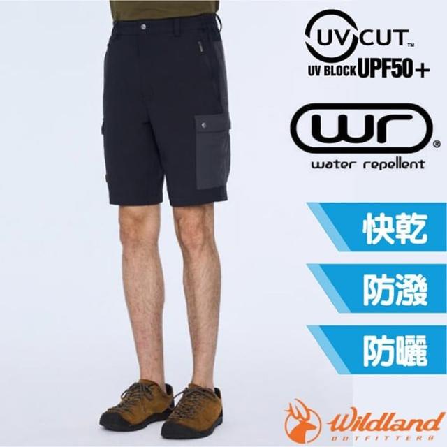 【Wildland 荒野】男 高彈抗uv50+拼接機能短褲.休閒運動短褲(0B01382-153 幻影灰)
