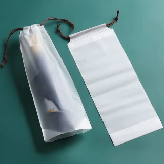 【E.dot】5入組 透明防水拉繩防塵袋/束口袋(雨傘袋)