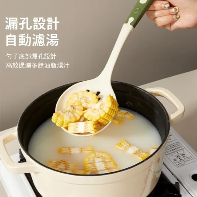 【Kyhome】雙色不粘鍋矽膠廚具3件組 耐高溫廚具(鍋鏟/湯勺/漏勺)