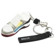 【BALLY】限定聯名CHAMPION球鞋造型皮革雙吊飾鑰匙圈(白灰)