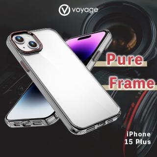 【VOYAGE】iPhone 15 Plus 6.7 抗摔防刮保護殼-Pure Frame-透黑(２合１吸震複合式材料製程)